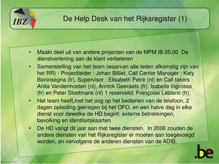 de help desk van het rijksregister 1