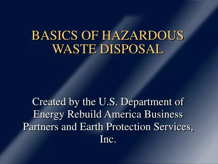 basics of hazardous waste disposal