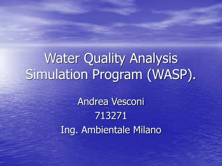 water quality analysis simulation program wasp