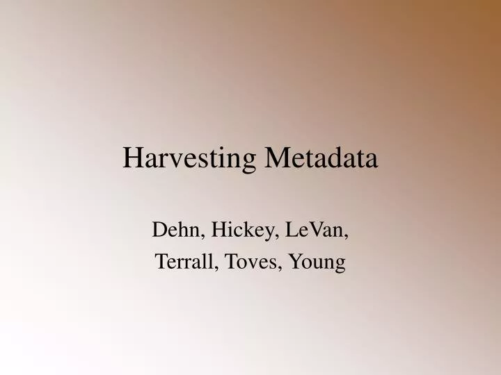 harvesting metadata