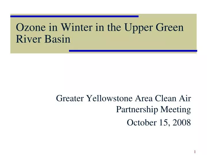 ozone in winter in the upper green river basin