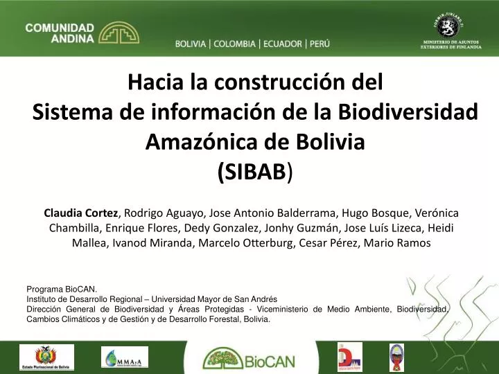 hacia la construcci n del sistema de informaci n de la biodiversidad amaz nica de bolivia sibab