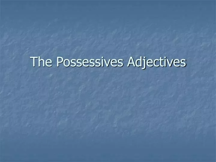 the possessives adjectives