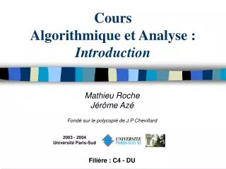 cours algorithmique et analyse introduction