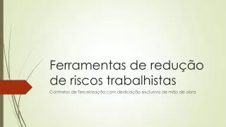 ferramentas de redu o de riscos trabalhistas