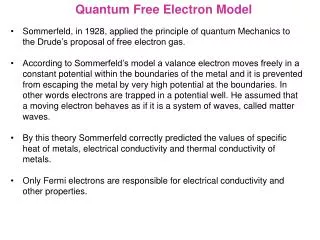 Quantum Free Electron Model