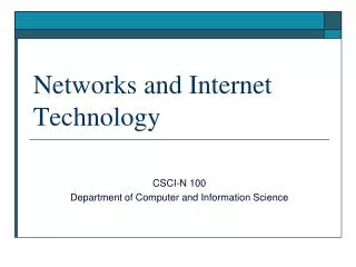 Networks and Internet Technology