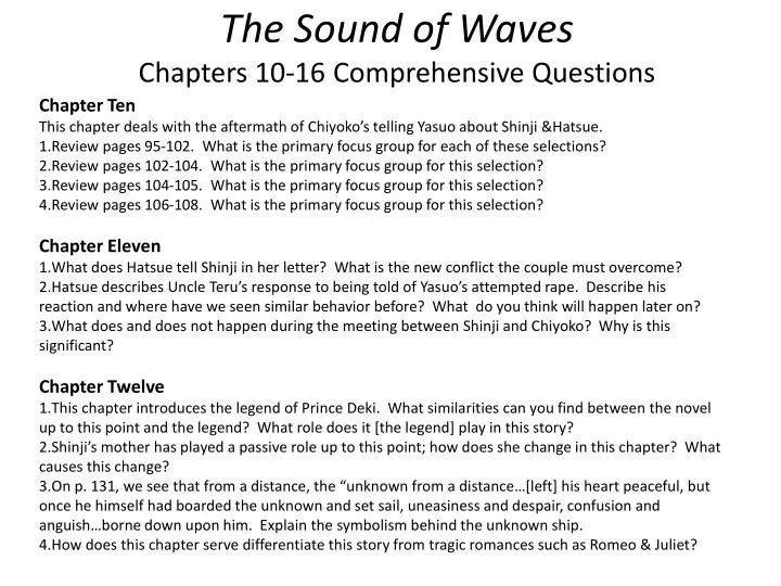 the sound of waves chapters 10 16 comprehensive questions