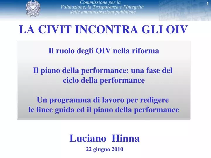 la civit incontra gli oiv