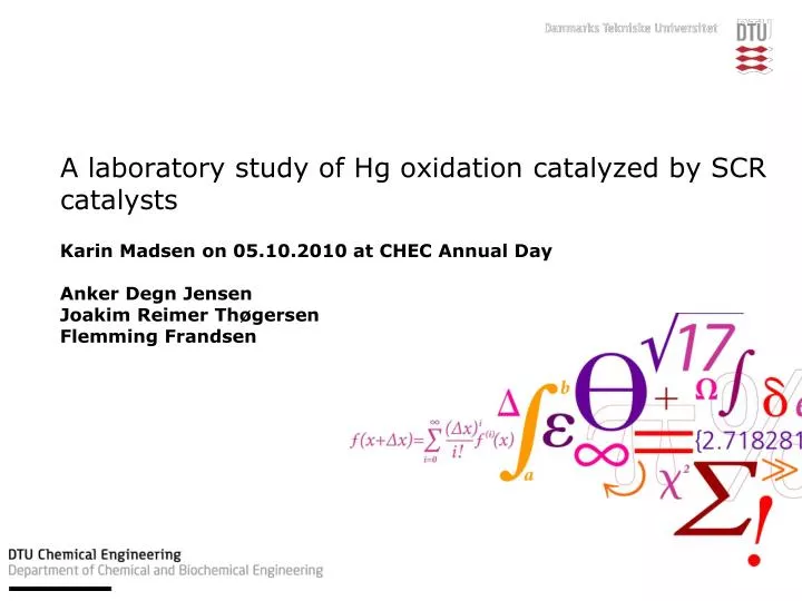 a laboratory study of hg oxidation catalyzed by scr catalysts