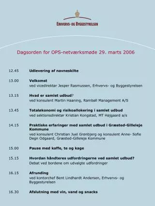 dagsorden for ops netv rksm de 29 marts 2006