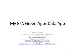 My EPA Green Apps Data App