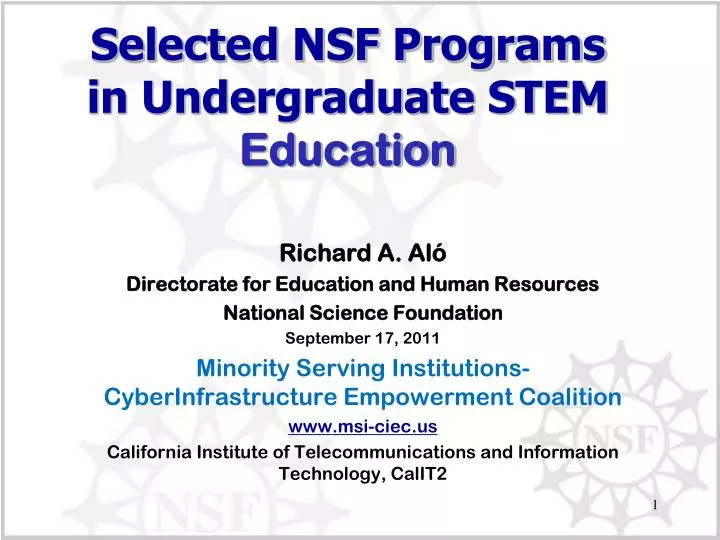 selected nsf programs in undergraduate stem education