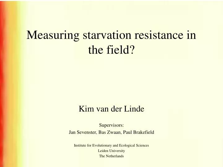 measuring starvation resistance in the field