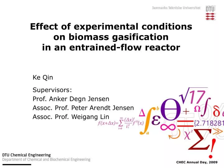 effect of experimental conditions on biomass gasification in an entrained flow reactor