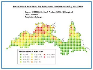 Mean Annual Number of Fire Scars across northern Australia, 2002-2009