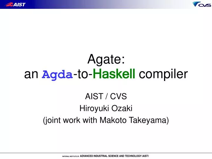 agate an agda to haskell compiler