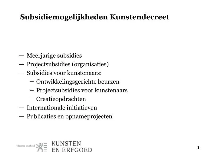 subsidiemogelijkheden kunstendecreet