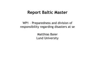 Report Baltic Master