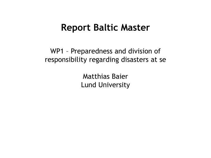 report baltic master