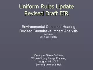 Uniform Rules Update Revised Draft EIR