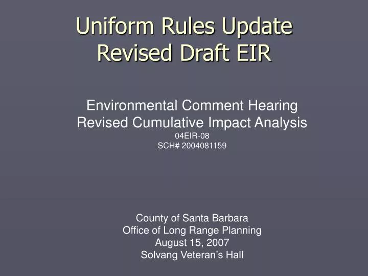 uniform rules update revised draft eir