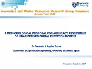 Geomatics and Water Resources Research Group Seminars Autumn Term 2007