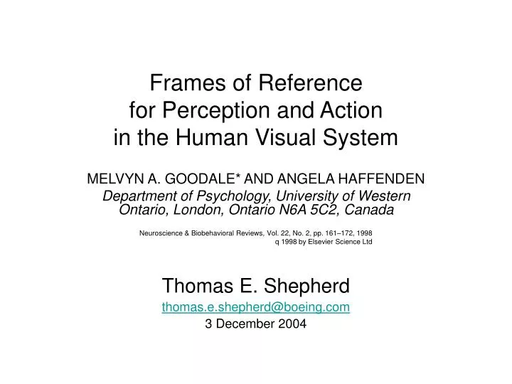 frames of reference for perception and action in the human visual system