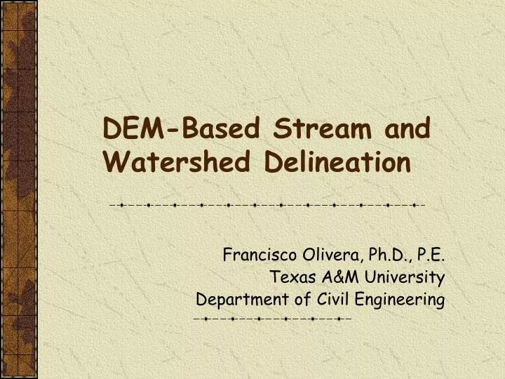 dem based stream and watershed delineation