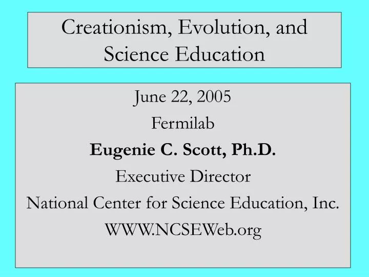 creationism evolution and science education
