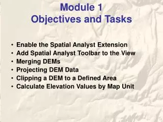 Module 1 Objectives and Tasks