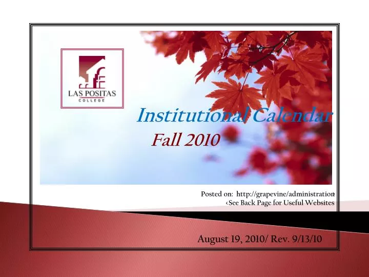 institutional calendar fall 2010
