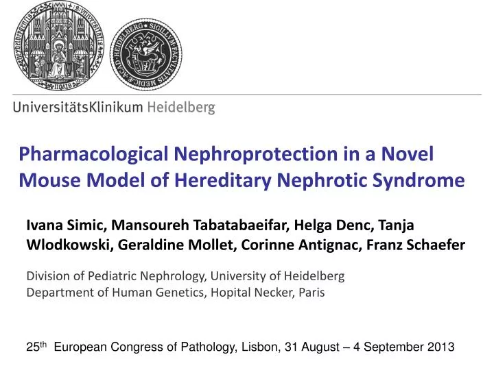pharmacological nephroprotection in a novel mouse model of hereditary nephrotic syndrome