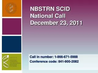NBSTRN SCID National Call December 23, 2011