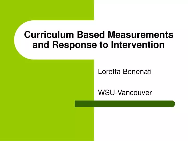 curriculum based measurements and response to intervention