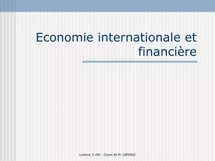 economie internationale et financi re