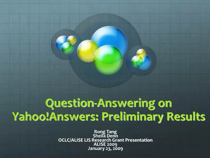 question answering on yahoo answers preliminary results