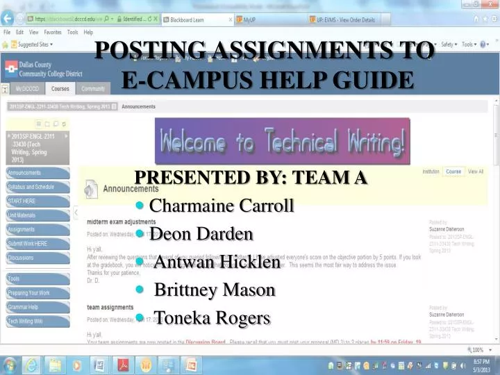 posting assignments to e campus help guide