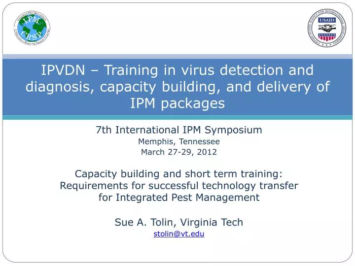 ipvdn training in virus detection and diagnosis capacity building and delivery of ipm packages
