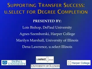 Supporting Transfer Success: u.select for Degree Completion