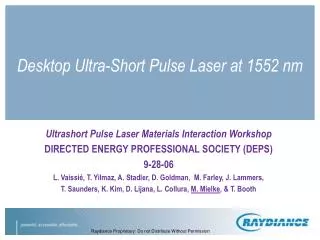 Desktop Ultra-Short Pulse Laser at 1552 nm