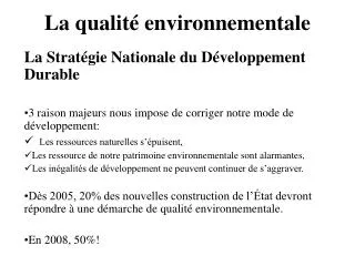 la qualit environnementale