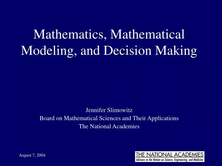 mathematics mathematical modeling and decision making