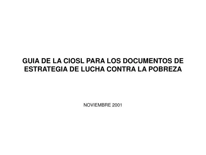 guia de la ciosl para los documentos de estrategia de lucha contra la pobreza