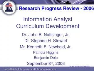Information Analyst Curriculum Development