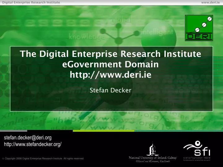 the digital enterprise research institute egovernment domain http www deri ie