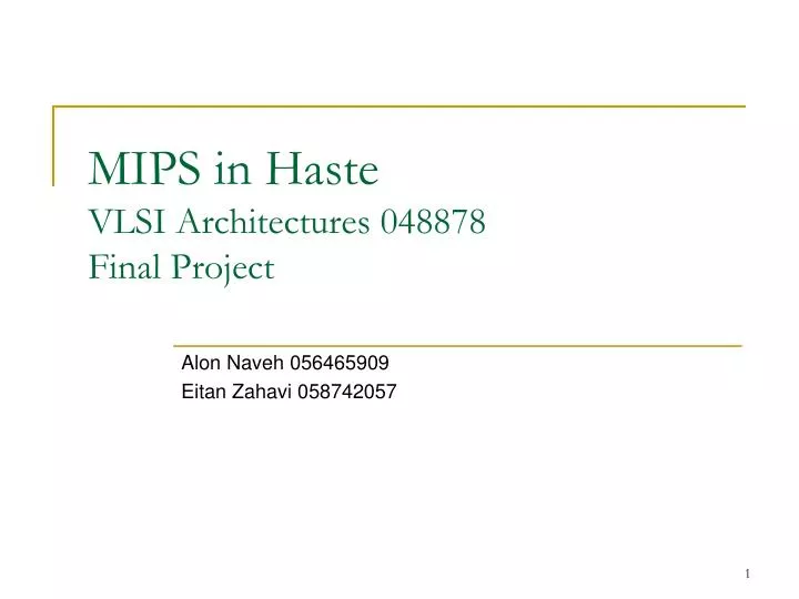 mips in haste vlsi architectures 048878 final project
