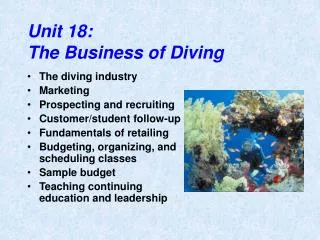 Unit 18: The Business of Diving