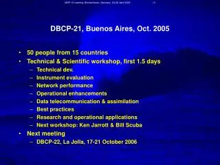 DBCP-21, Buenos Aires, Oct. 2005