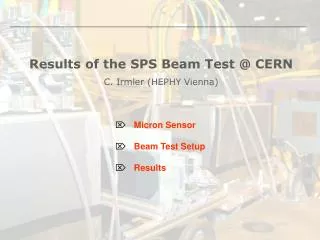 Results of the SPS Beam Test @ CERN C. Irmler (HEPHY Vienna)